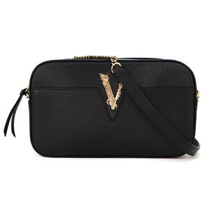 Versace Virtus Shoulder Bag Chain Leather Black